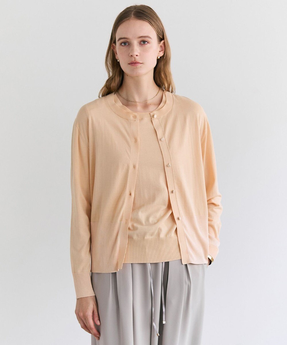 BEIGE， JULIE / コットンシルク クルーネックカーディガン 