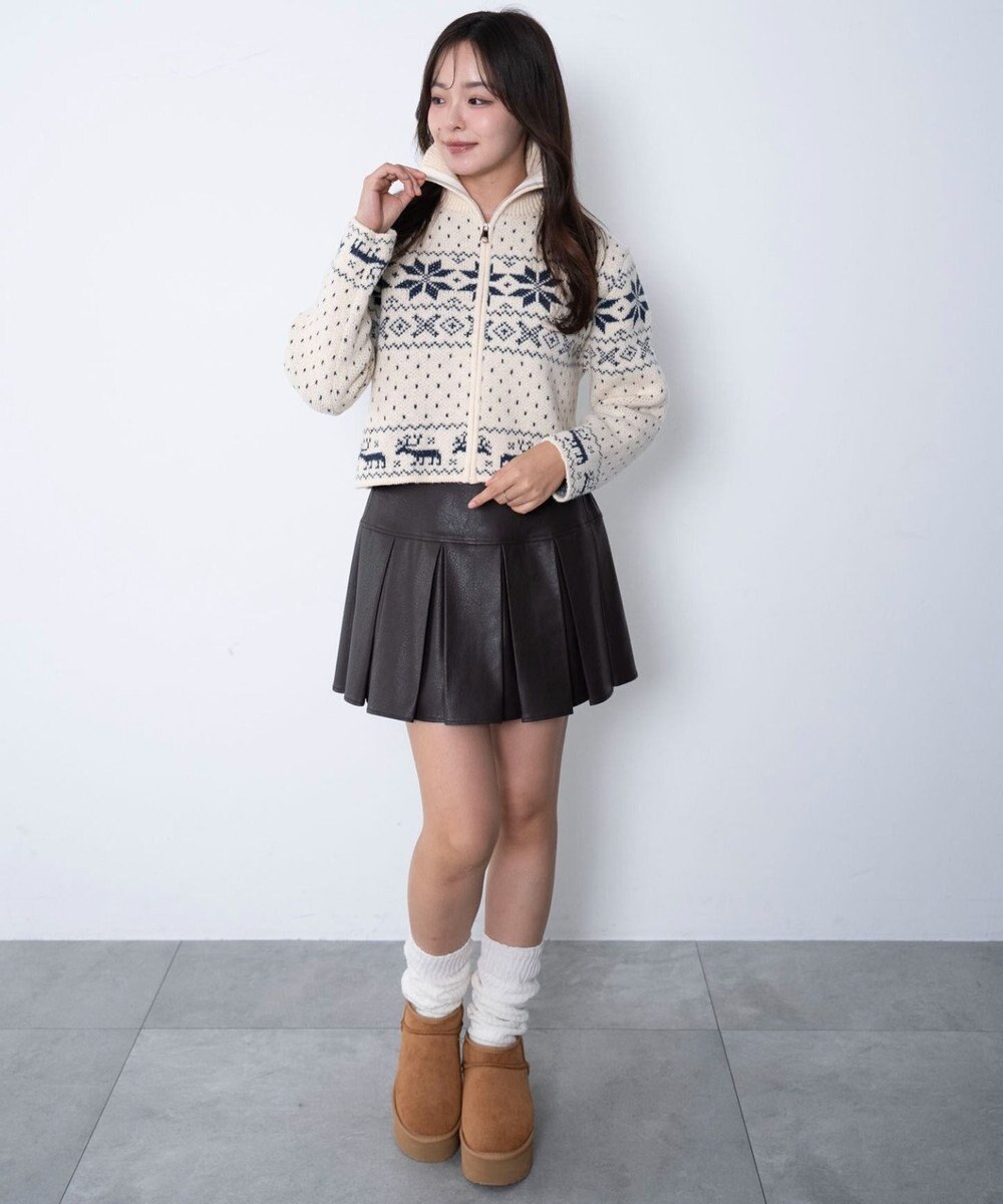 WEGO ユキガラダブルジップカーデ 