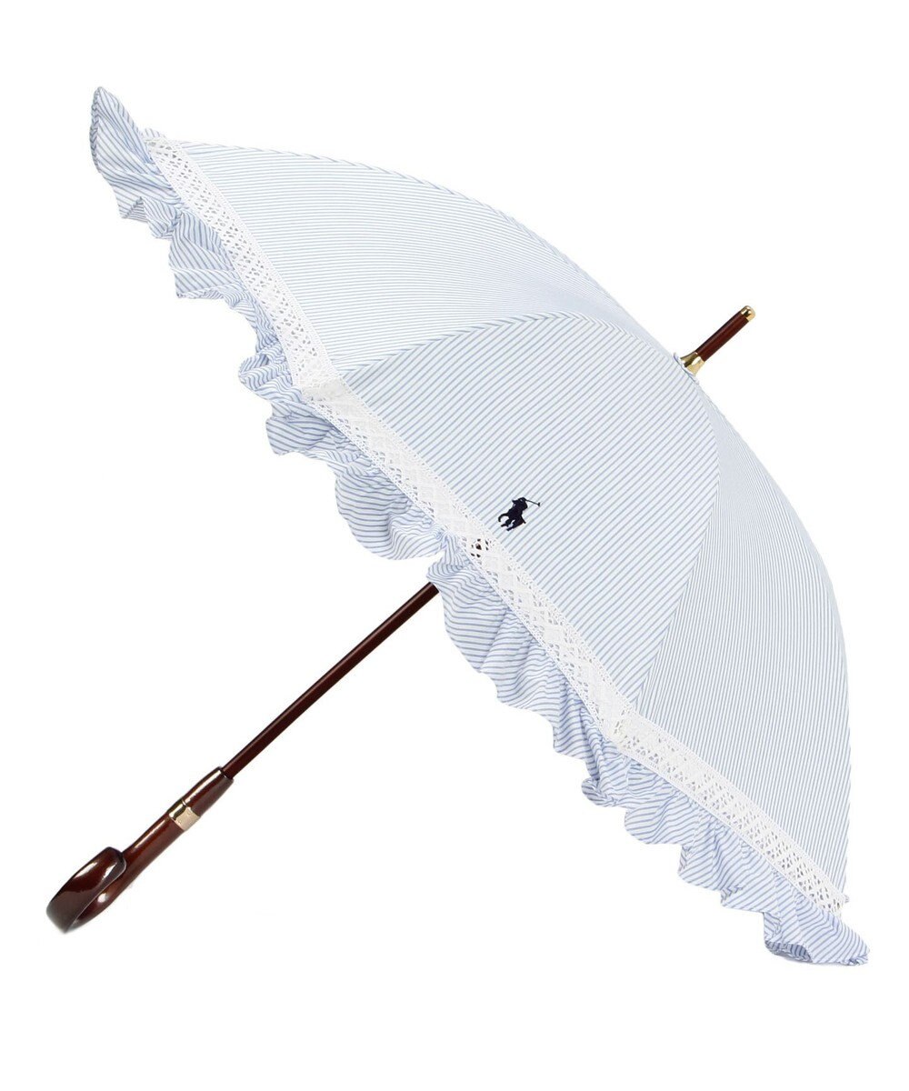 POLO RALPH LAUREN 晴雨兼用 長傘 ストライプフリル 日傘 一級遮光 遮