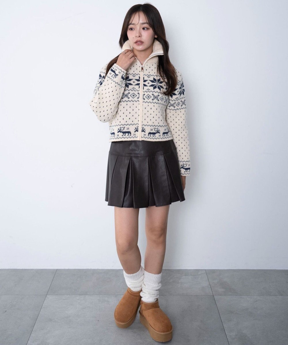 WEGO ユキガラダブルジップカーデ 