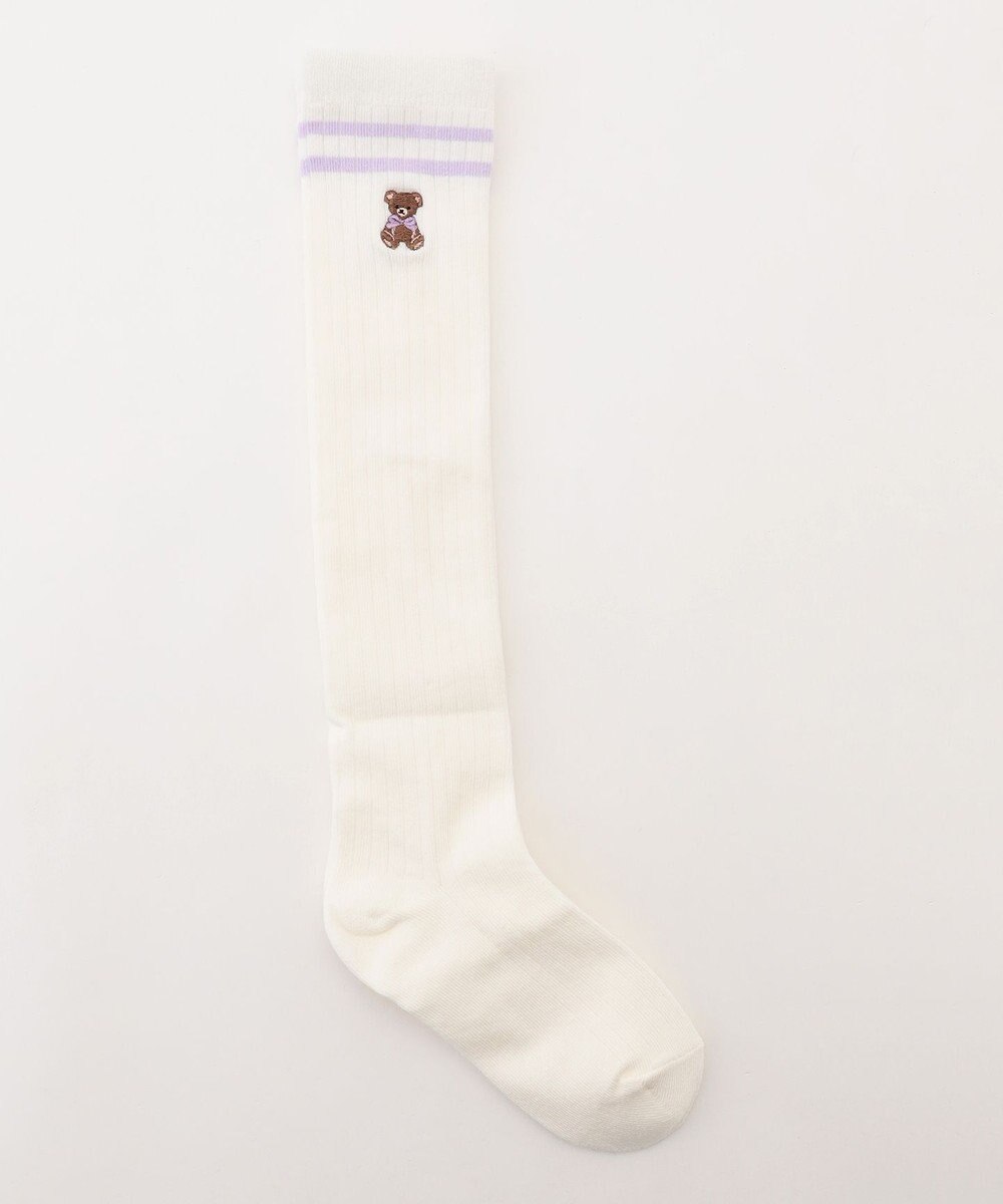 ANY KIDS クマ刺繍 ニーハイソックス 