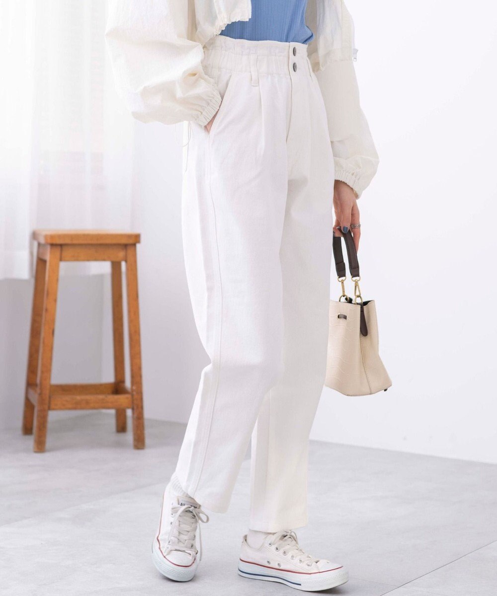 WEGO ウエストフリルマムデニムパンツ 