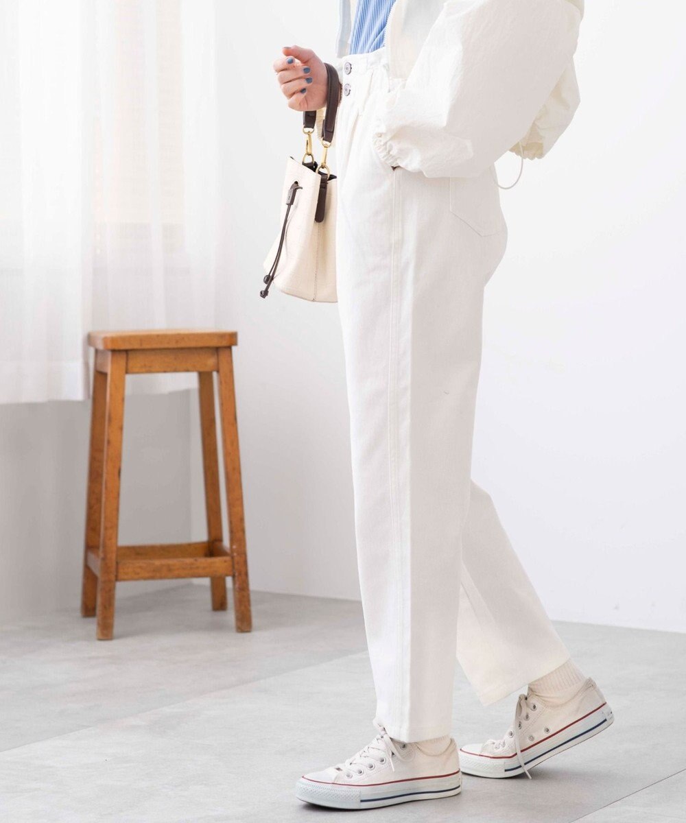 WEGO ウエストフリルマムデニムパンツ 