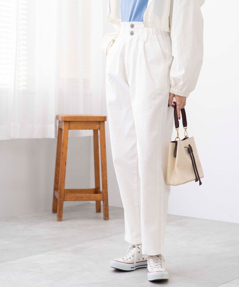 WEGO ウエストフリルマムデニムパンツ 