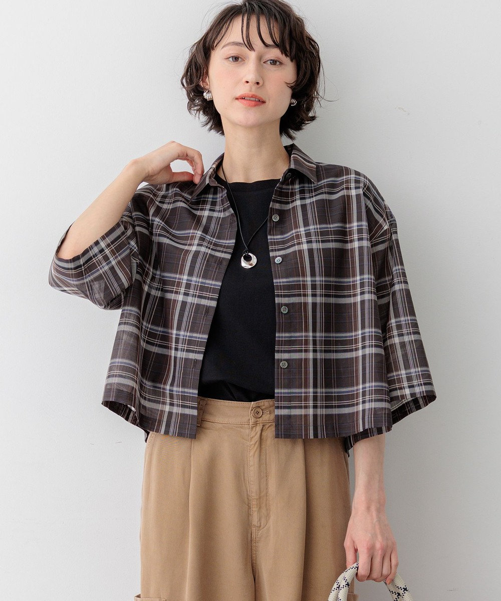 23区 【先行予約】ハイツイストシアーチェック クロップド シャツ 