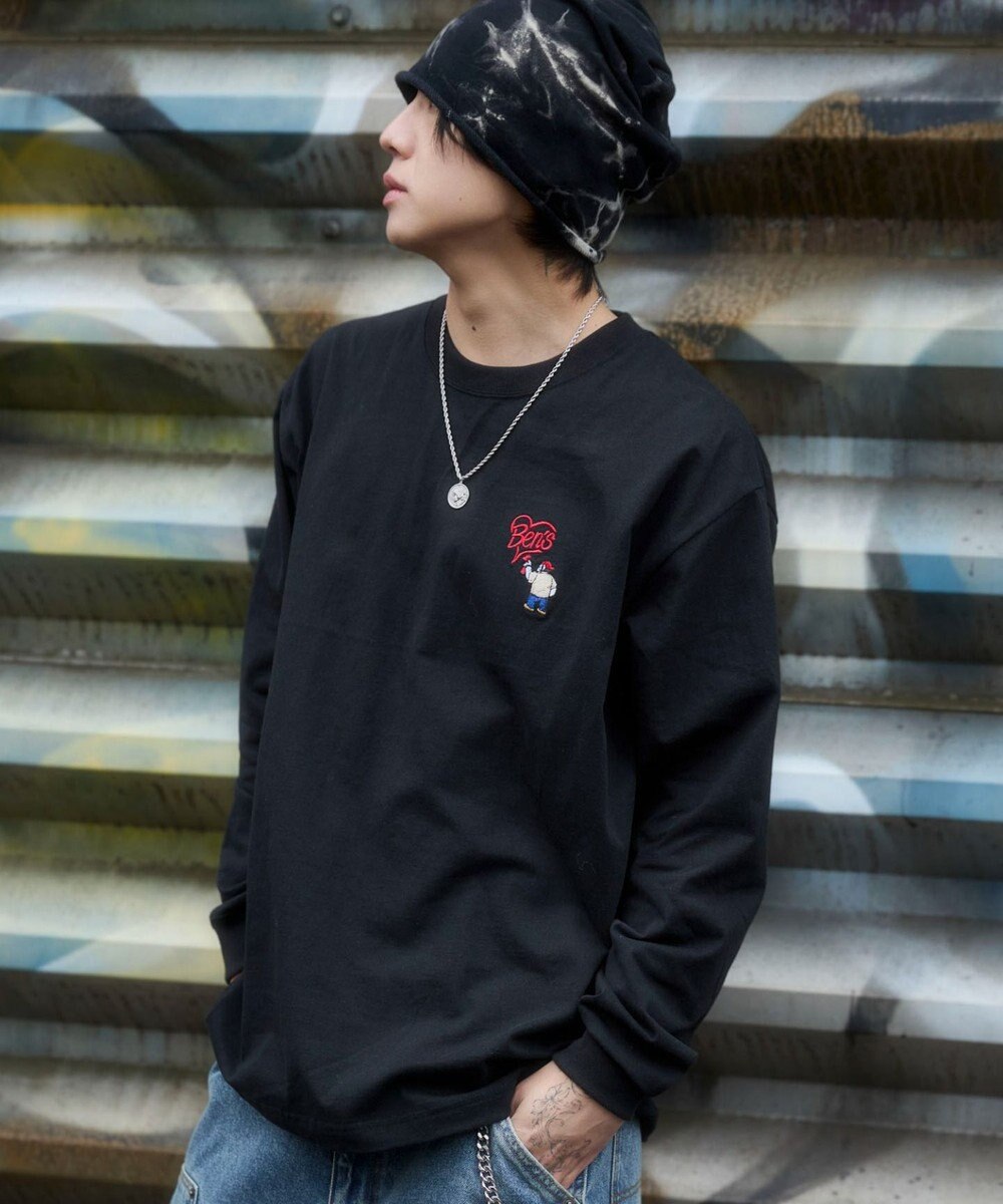 WEGO 【ユニセックス着用ITEM/MLサイズ展開】別注BENDAVISハートワンポイント刺繍T（LS） 