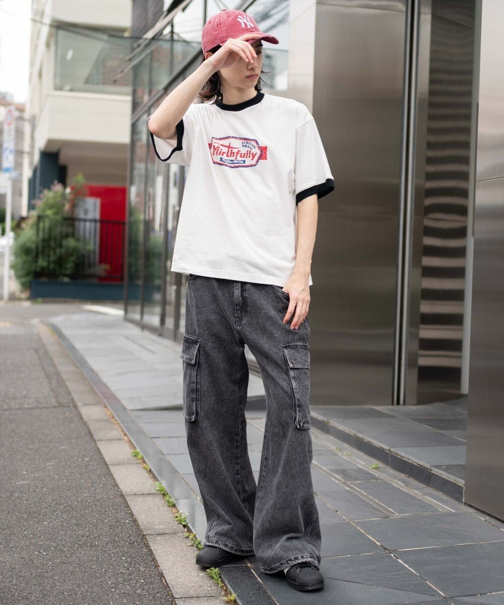 WEGO ローライズバギーフレアデニムカーゴパンツ 