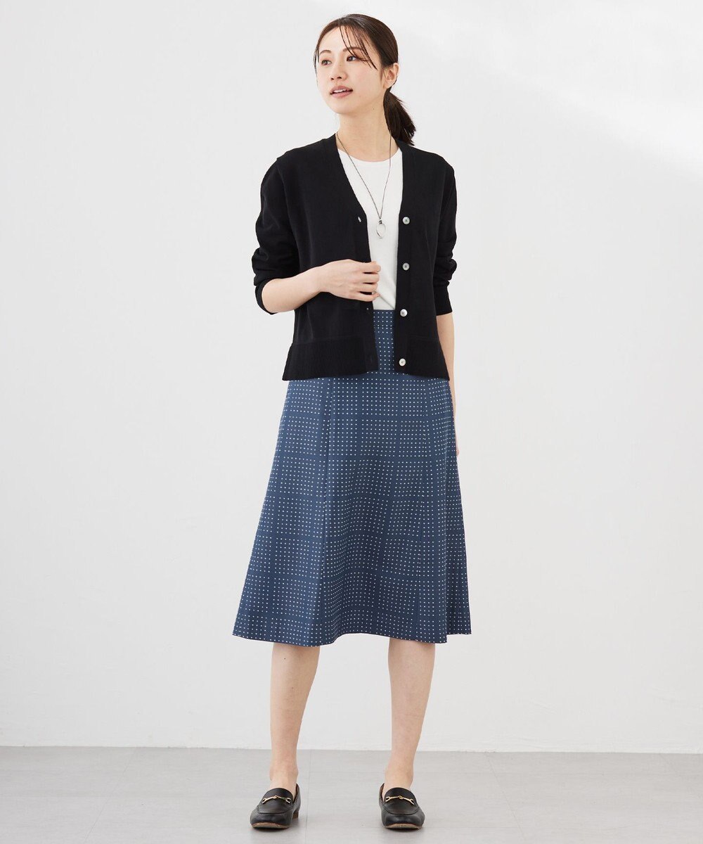 J.PRESS LADIES L 【洗える】ブロックドットプリント フレアー スカート 