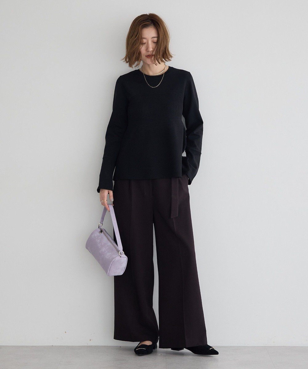 YECCA VECCA 金釦アクセントベルトワイドパンツ 