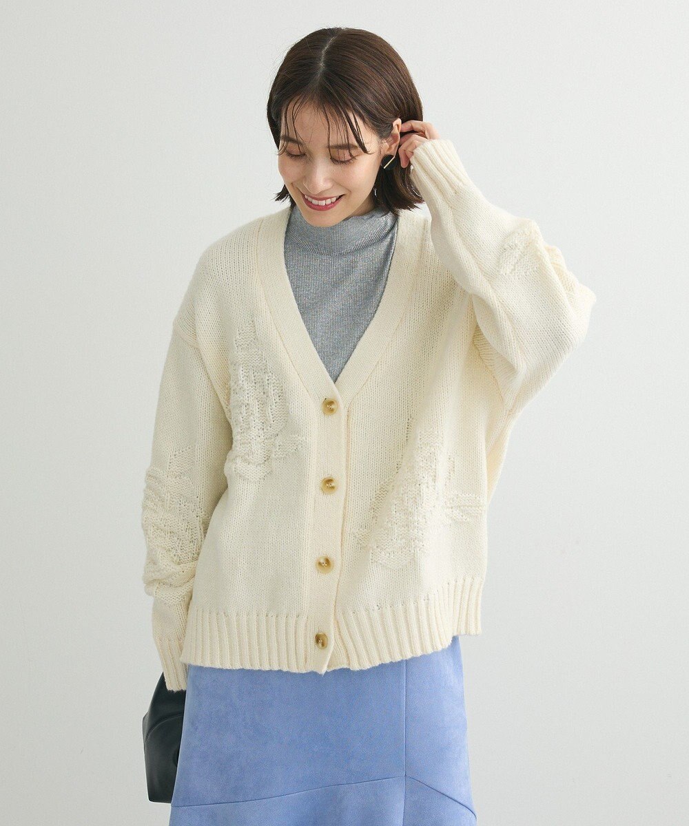 Green Parks ・ｓｗｉｎｇ　ｂｙ　バラ柄ニットカーディガン 