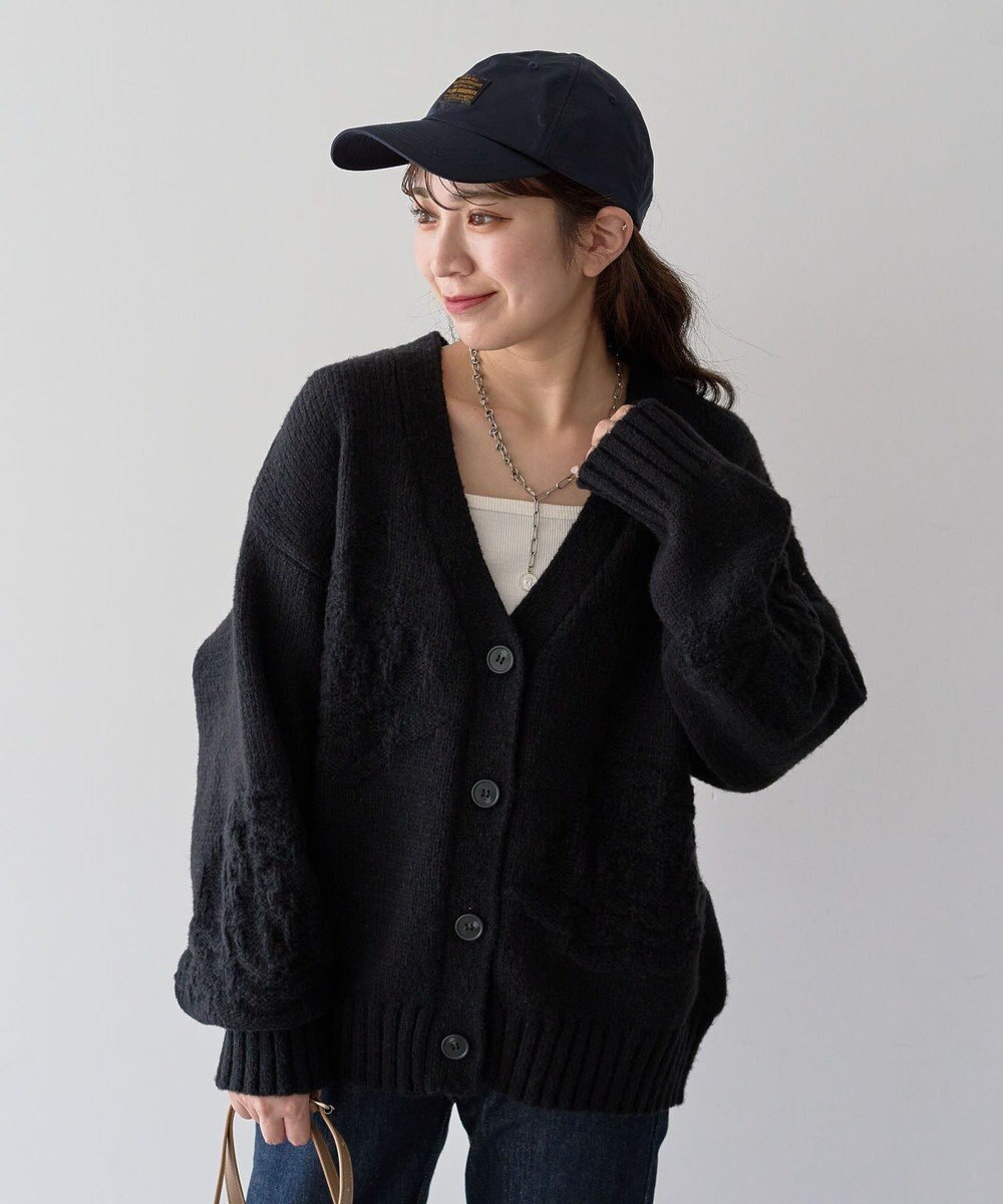 Green Parks ・ｓｗｉｎｇ　ｂｙ　バラ柄ニットカーディガン 