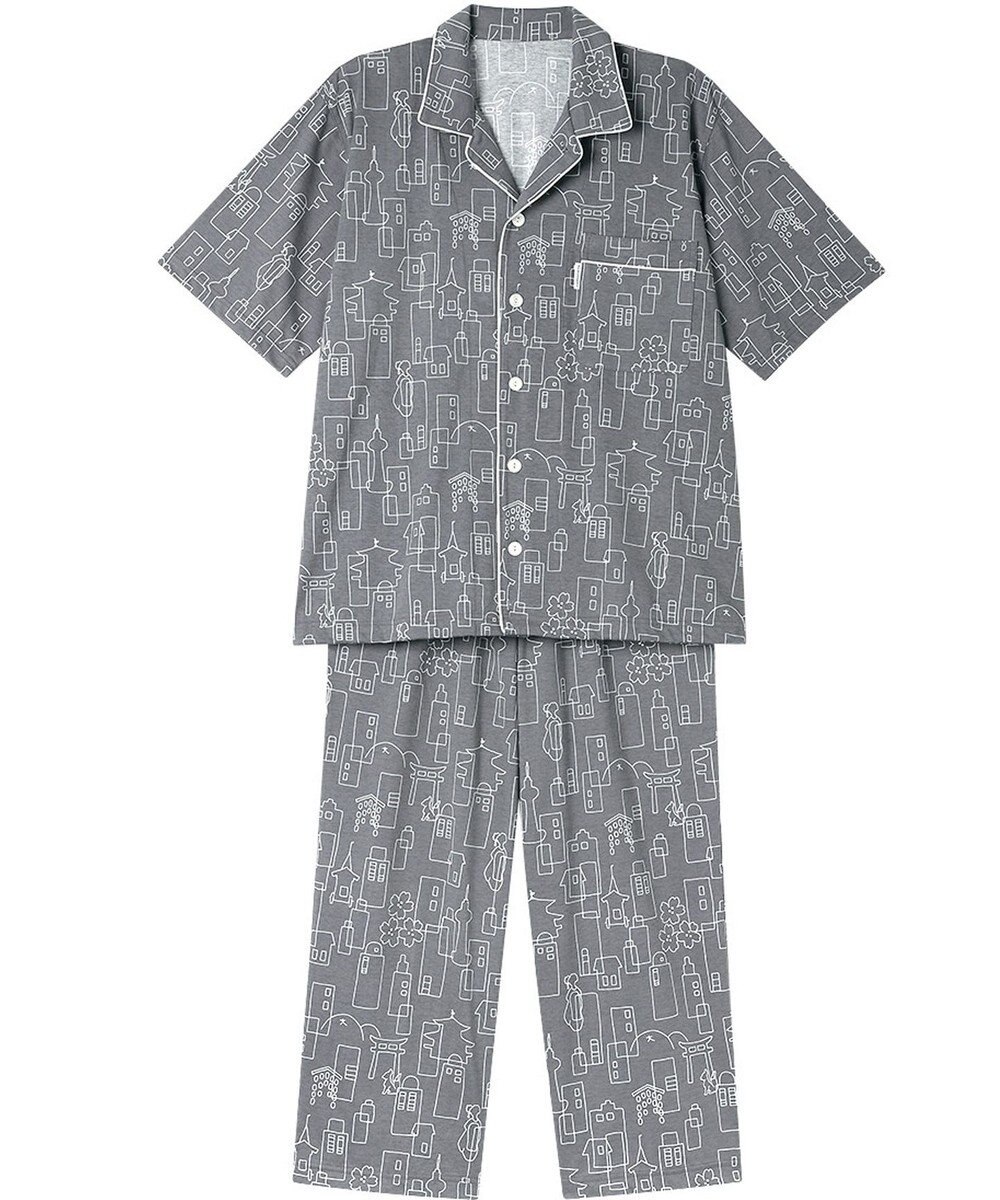 ワコール／睡眠科学 パジャマ 5分袖 半袖 8分丈 綿100%(本体) 天竺素材 メンズ YGT153 睡眠科学／ワコール 