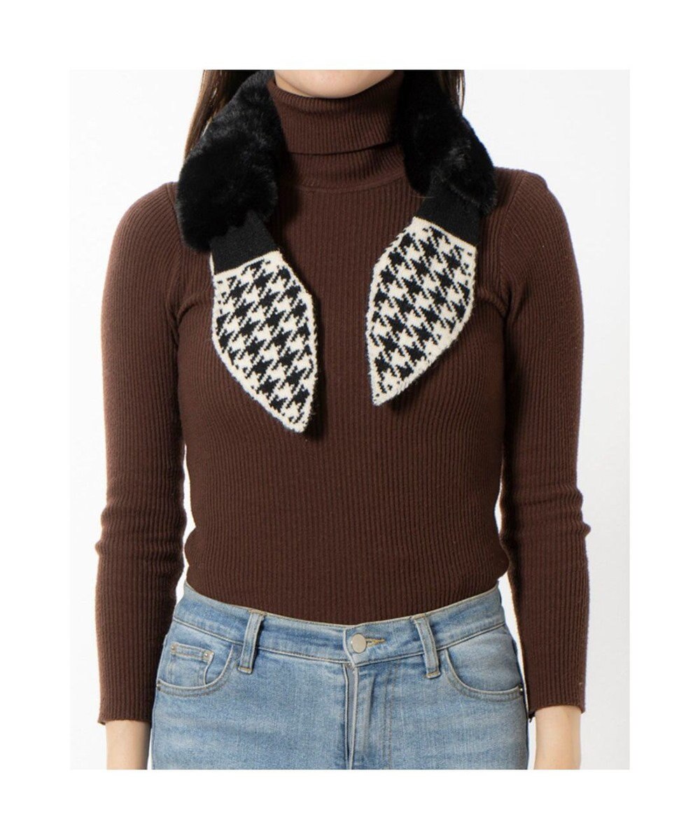 UNBILLION カシュネ cache nez / ニットリボンフェイクファーマフラー 