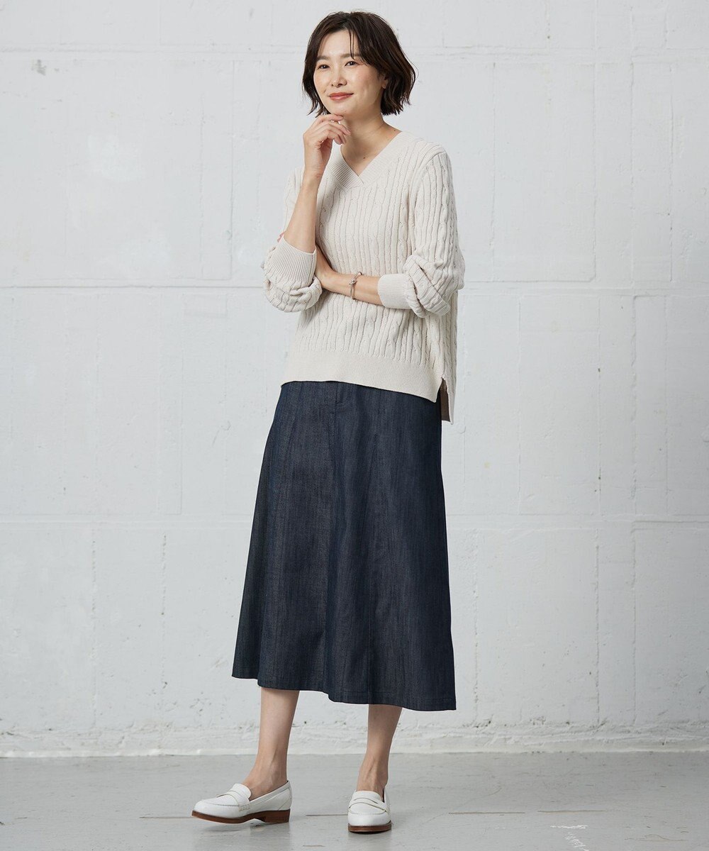 J.PRESS LADIES 【洗える】GIZA MERCERIZE COTTON ケーブル ニット 