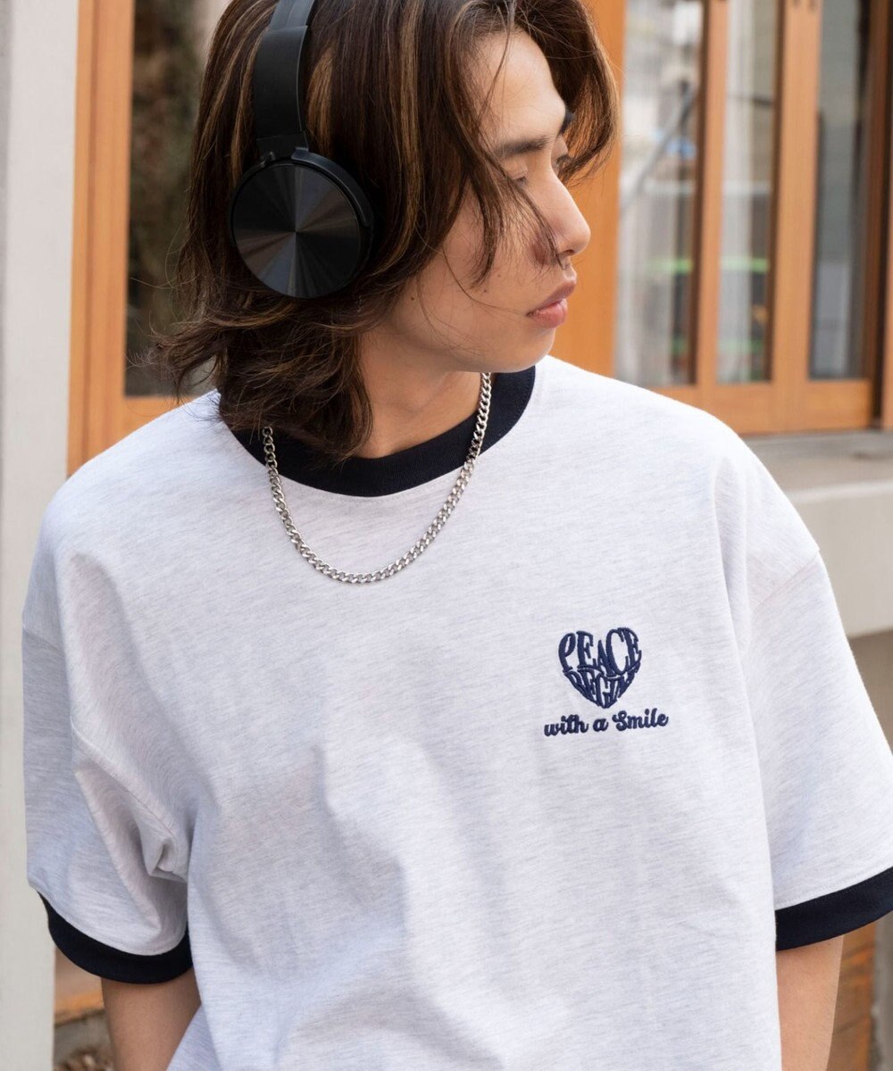 WEGO 【ユニセックス着用ITEM/MLサイズ展開】アクセ付きリンガーグラフィックT（SS） 