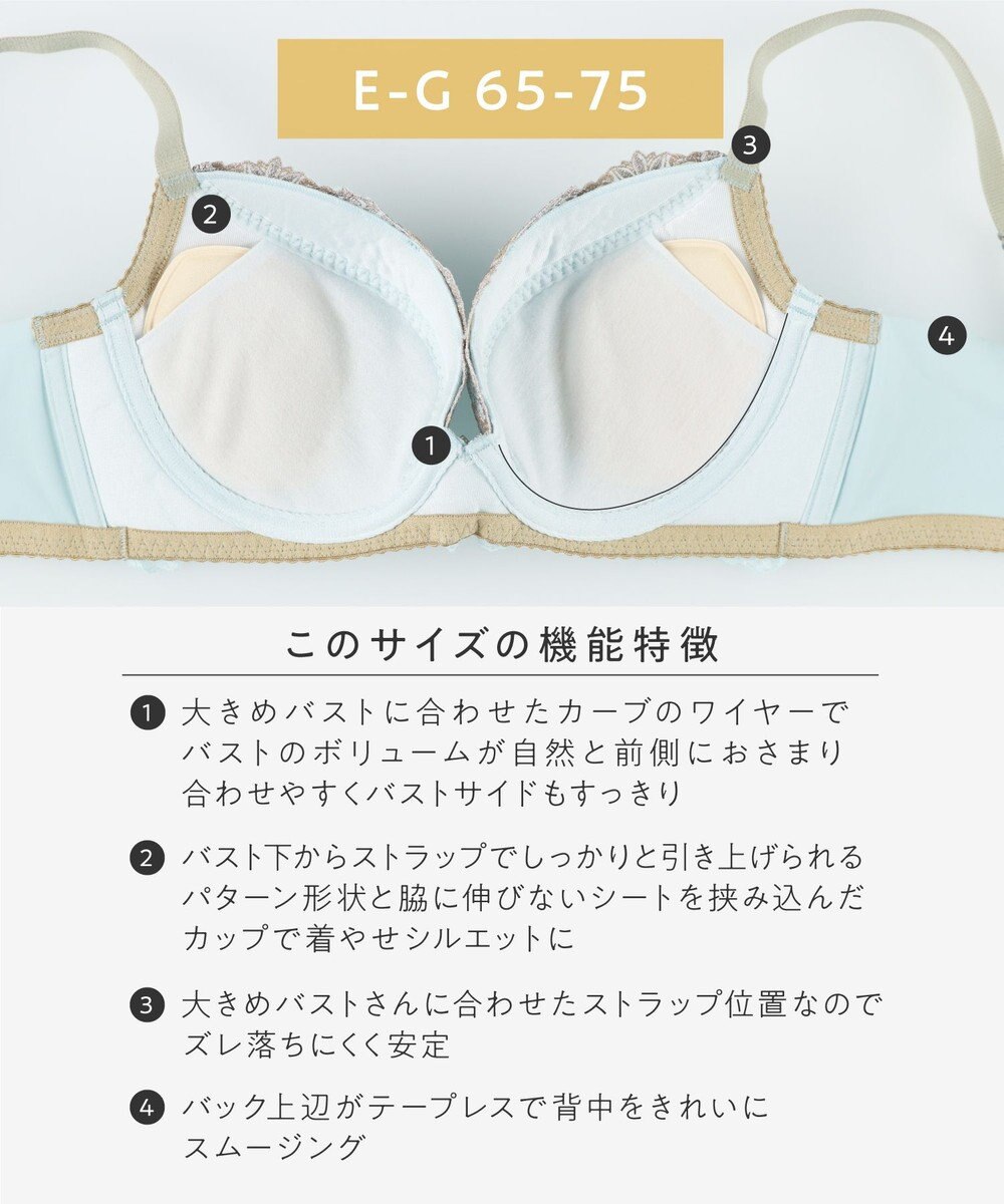 AMPHI ブラジャー パーソナル設計 脇高 背中スムージング A～Gカップまで対応 大きいサイズ 【stylist 4U スタイリストフォーユー】 ブラ BOG313 アンフィ／ワコール 