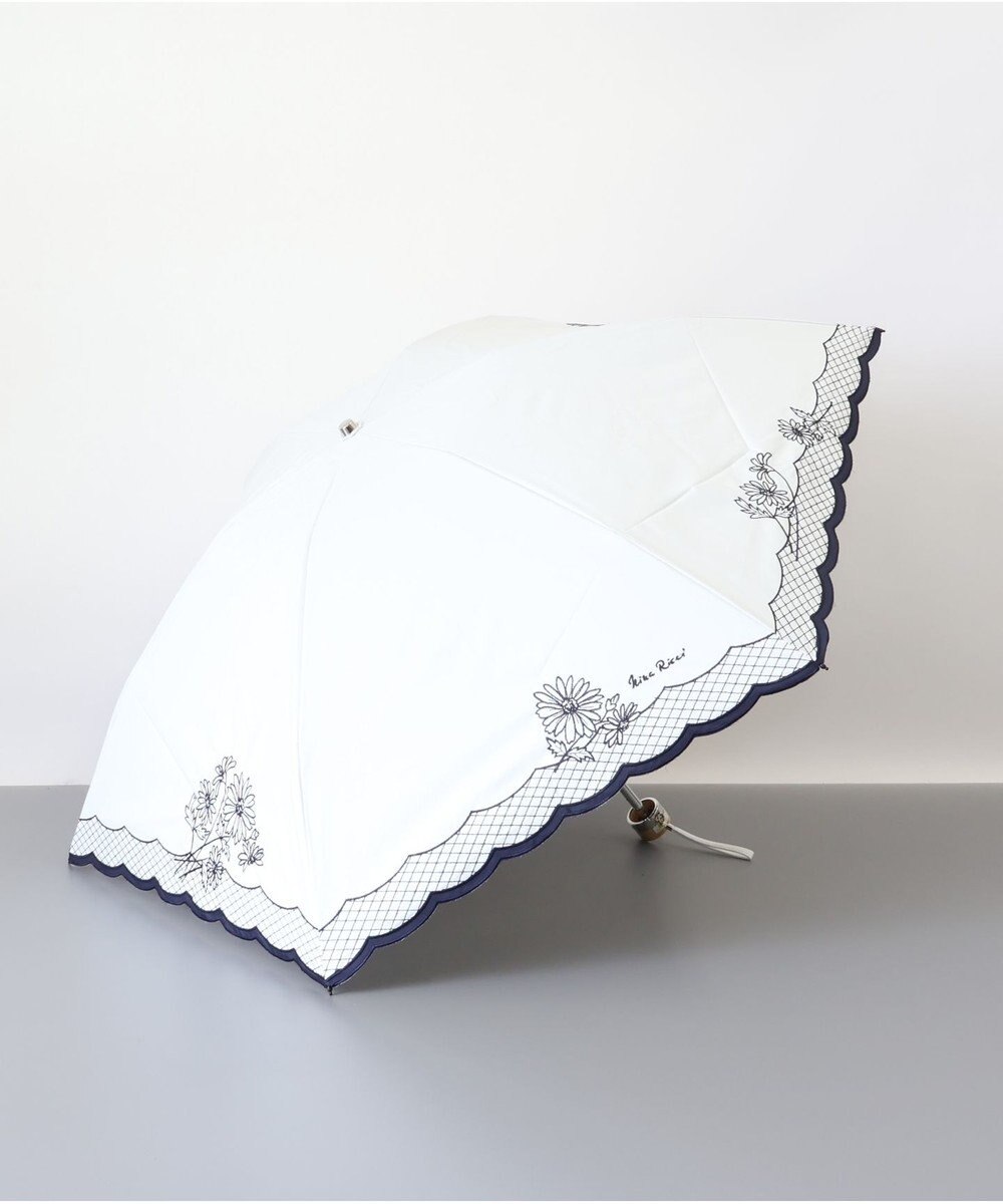 AURORA NINA RICCI （ニナリッチ） マーガレット刺繍晴雨兼用パラソル（折り畳み・ミニ傘） 