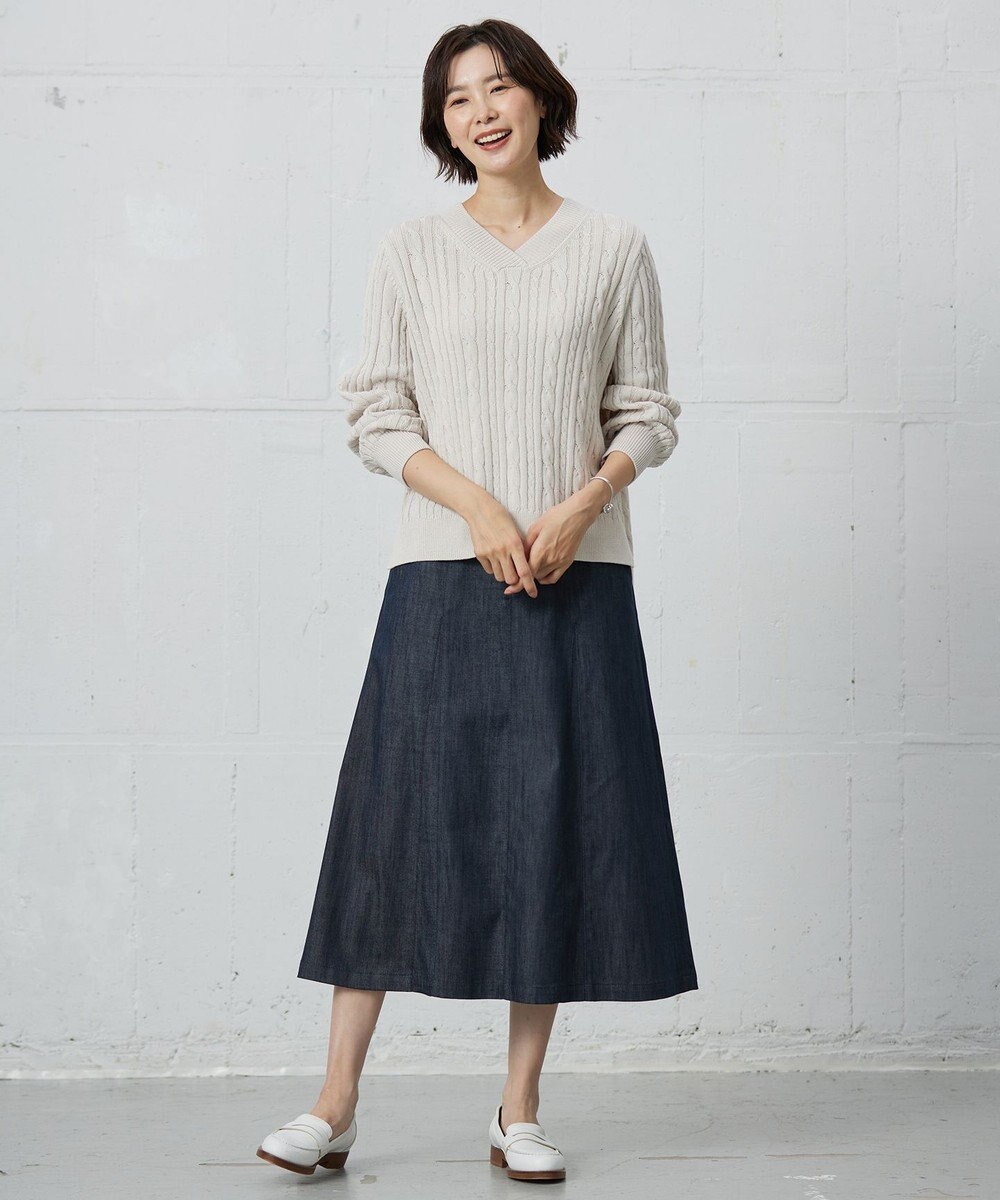 J.PRESS LADIES 【洗える】GIZA MERCERIZE COTTON ケーブル ニット 
