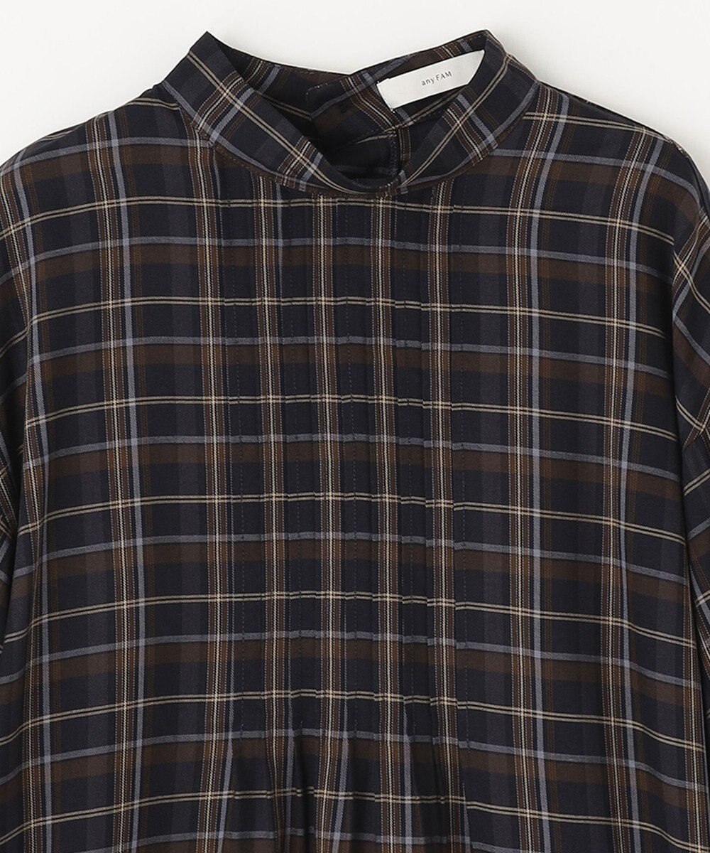 ANY 【洗える】ピンタックチェックブラウス 