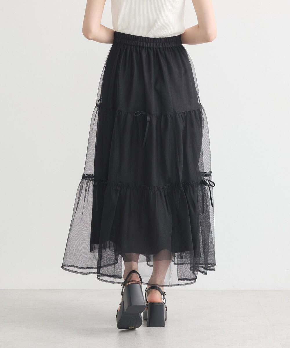 earth music&ecology リボンチュールティアードスカート 