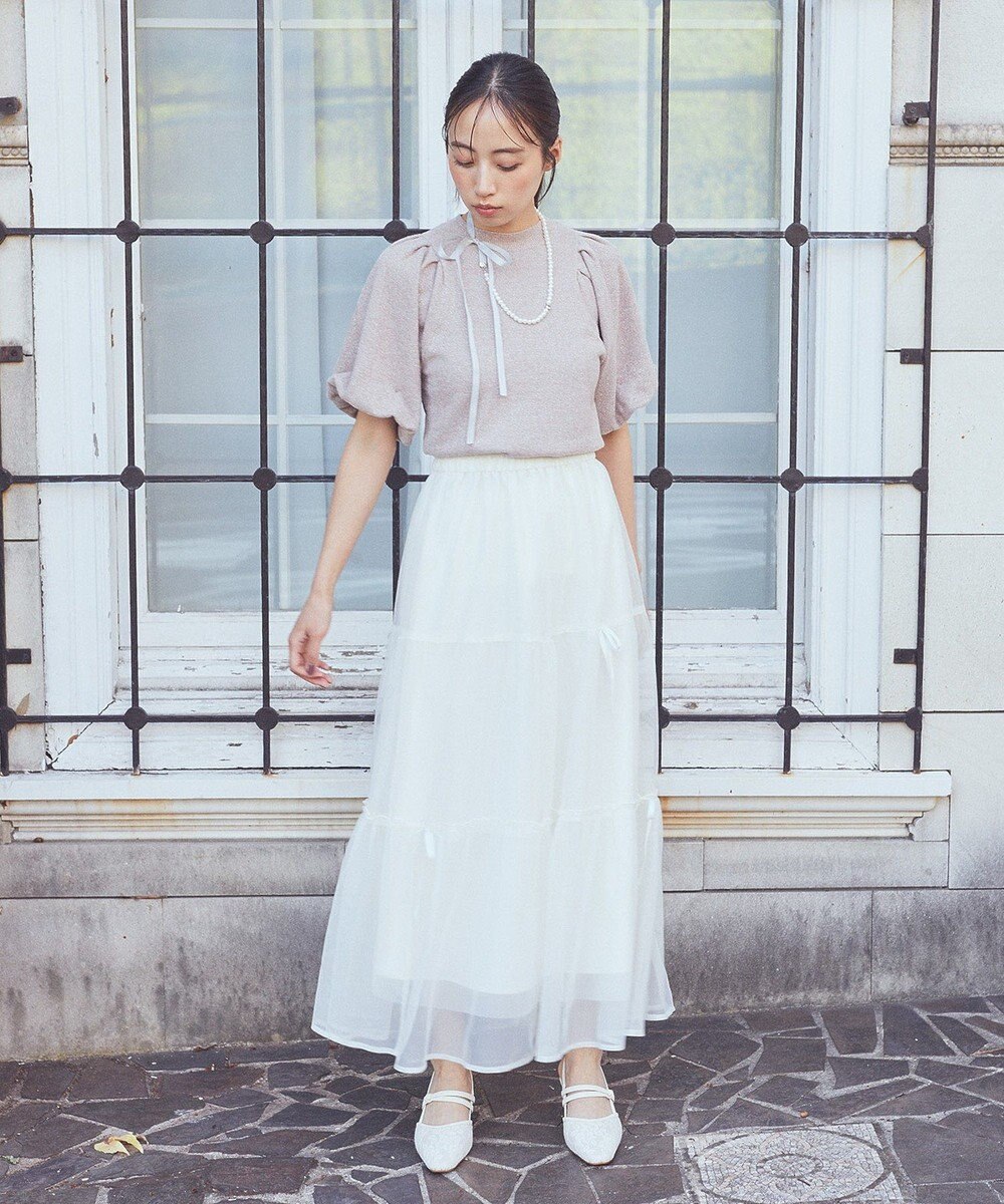 earth music&ecology リボンチュールティアードスカート 