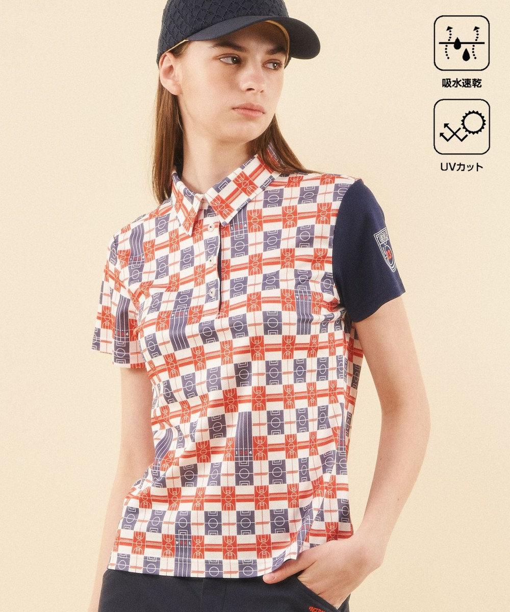 23区GOLF 【WOMEN】【吸水速乾/UVカット】フィールドチェック柄ポロシャツ 