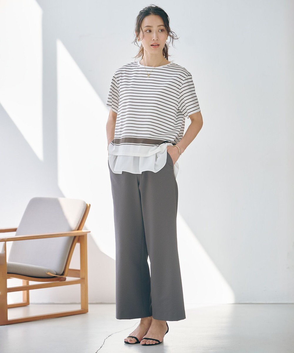 J.PRESS LADIES 【洗える】ノースリーブスムースジャージー フレア カットソー 