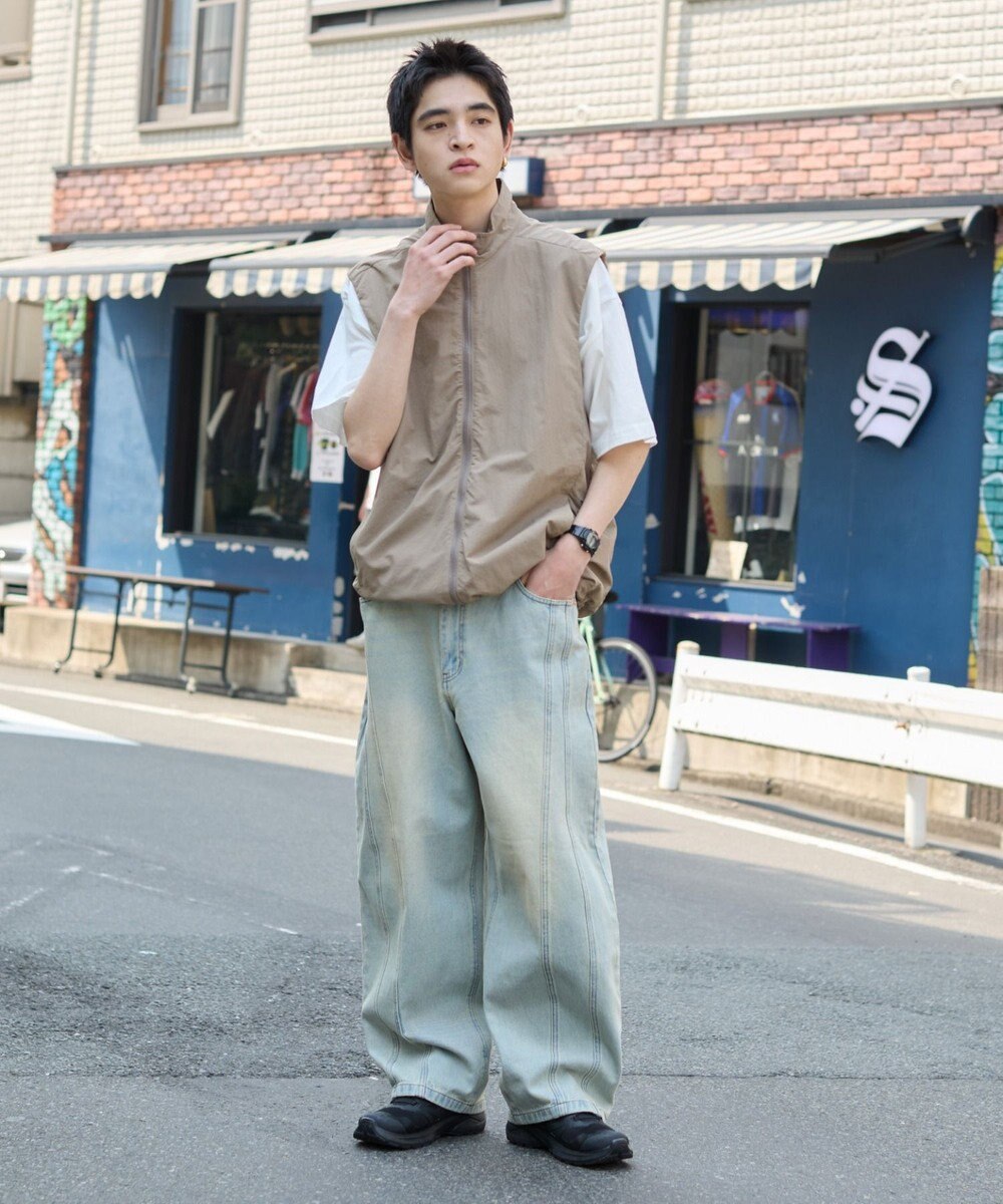 WEGO 【SMLサイズ展開】イージー3Dバレルレッグデニムパンツ 