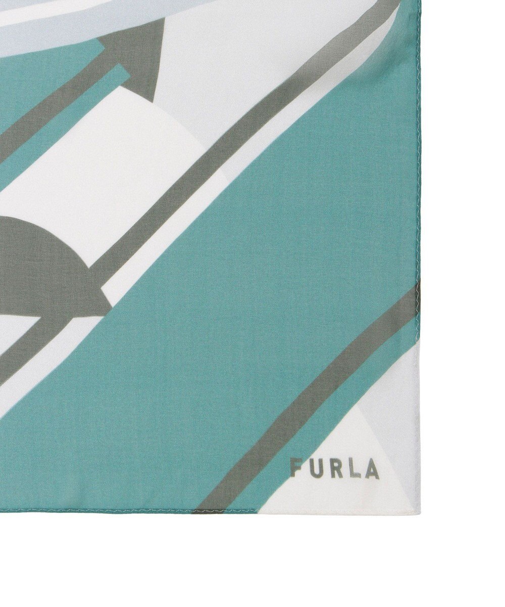 MOONBAT 【シルク100%】FURLA (フルラ) アーチロゴ 幾何学柄 シルクシフォンプリントスカーフ 150cm×35cm 手洗い可能 
