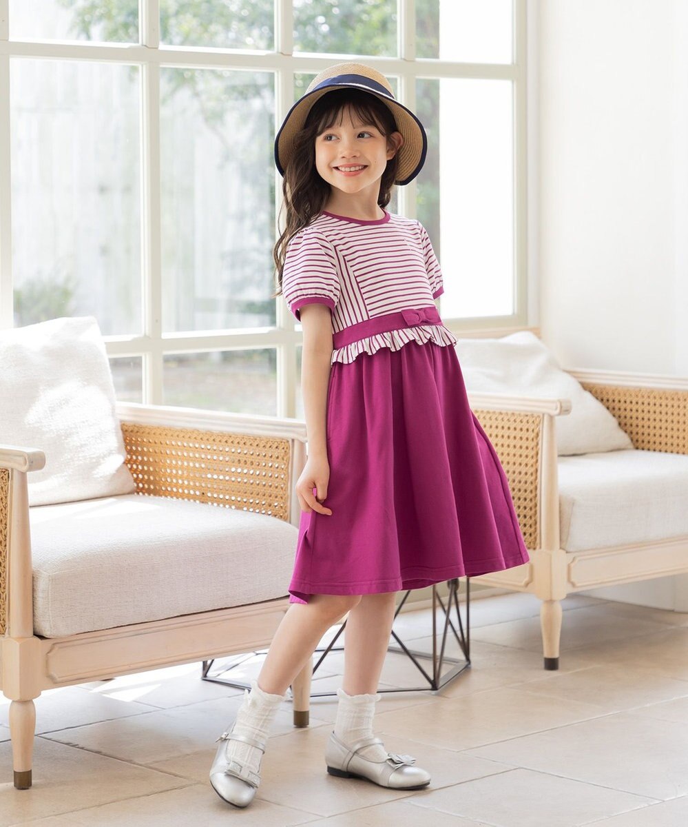 組曲 KIDS 【110-140㎝】マリンボーダー ワンピース 