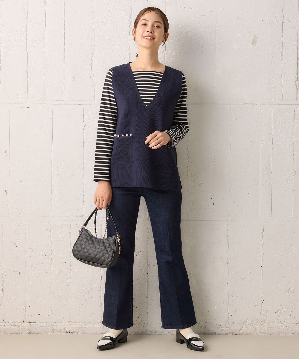 組曲 【洗える・軽量】パールディテールニット ベスト 