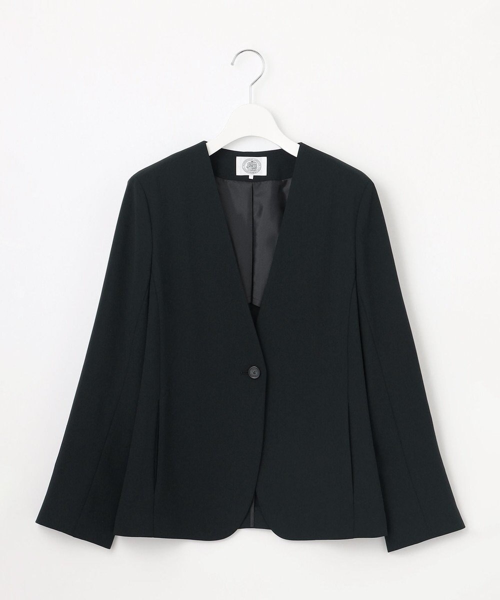 J.PRESS LADIES 【セットアップ対応・人気素材】Light ジョーゼット ノーカラー ジャケット 