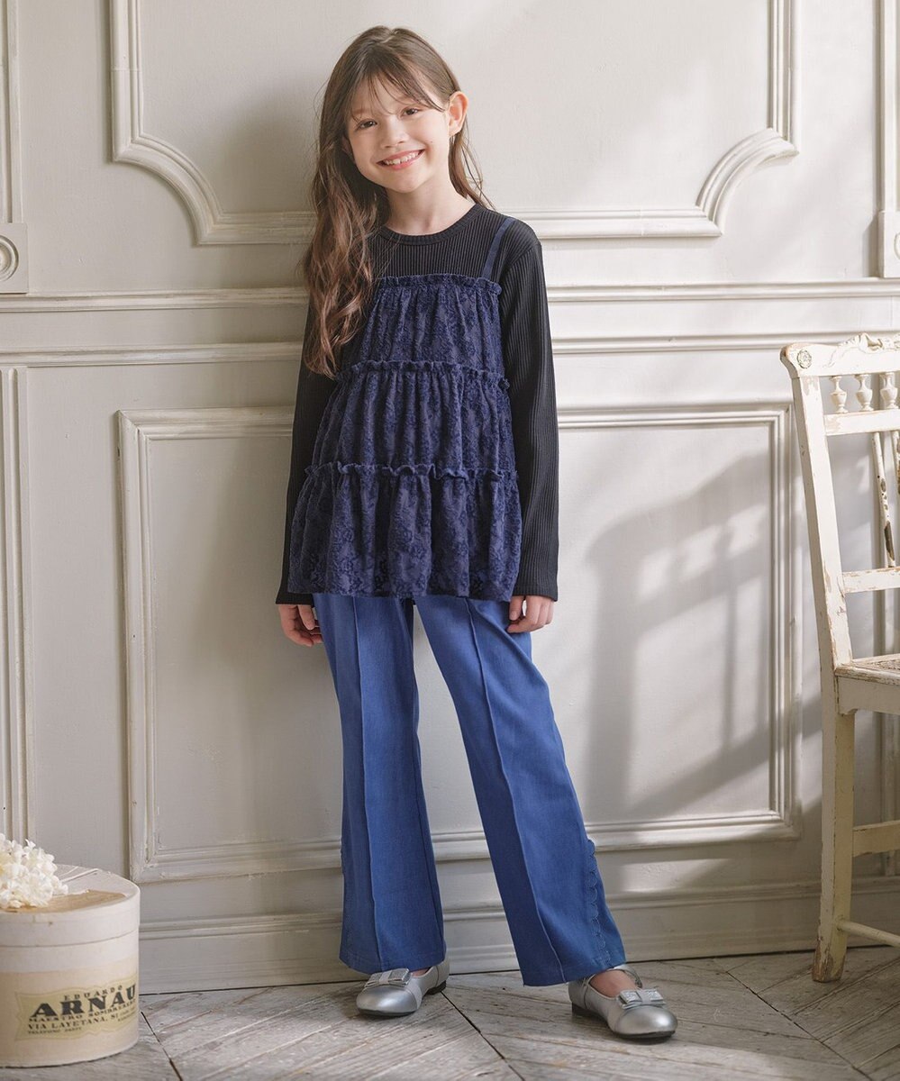 組曲 KIDS 【150-160㎝】スノウレースレイヤード トップス 