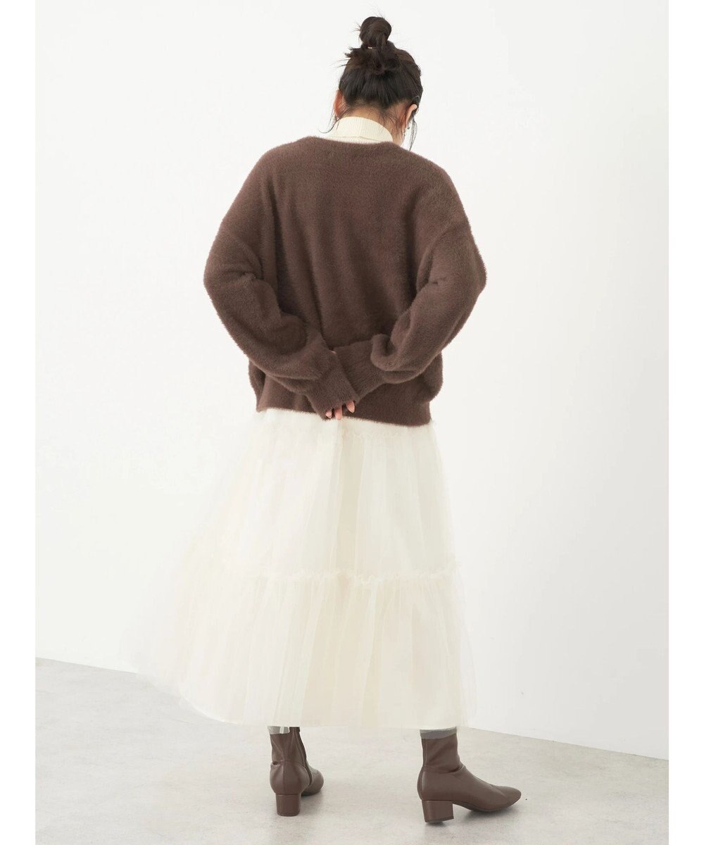 earth music&ecology ミニシャギーＶネックカーディガン 