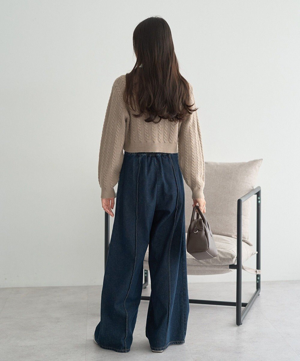 earth music&ecology 襟付きケーブルニットジャケット 