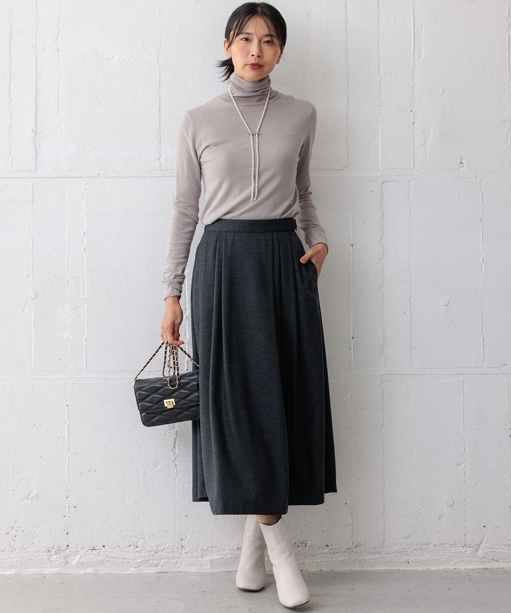 23区 L 【洗える】ウールミルドジャージー タック スカート 