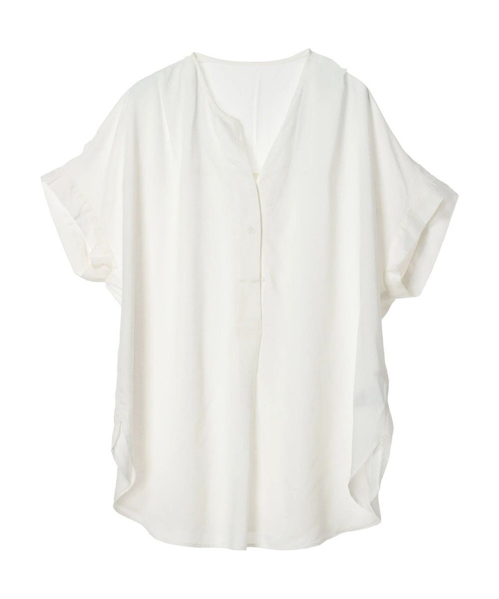 Green Parks リネンレーヨン前立てブラウス 