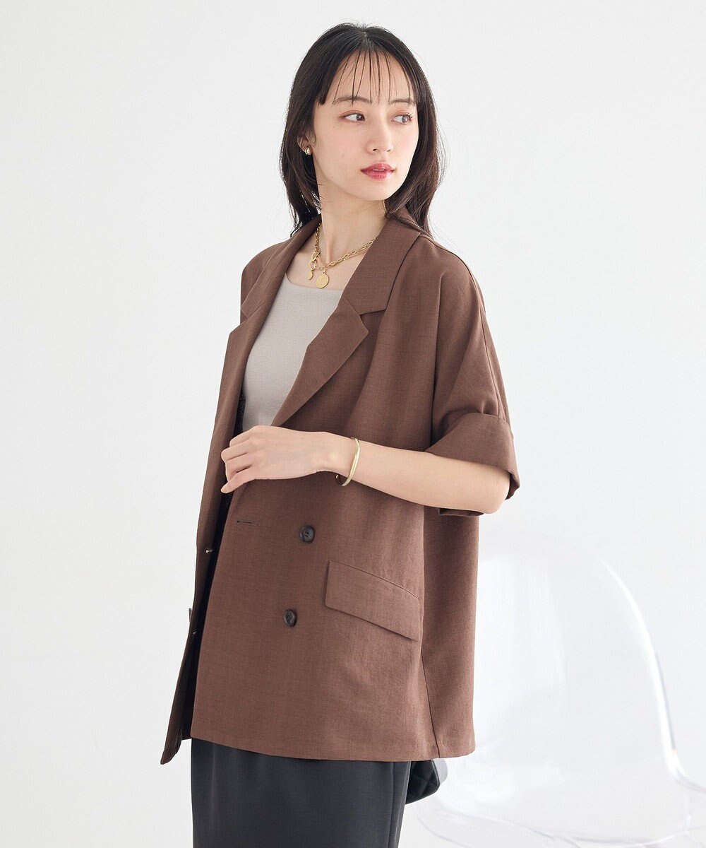 earth music&ecology 【セットアップ対応】リネンライクダブルジャケット 