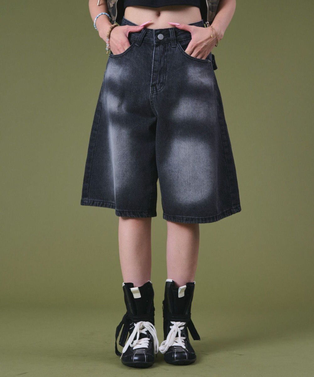 WEGO バックフラップポケットデニムハーフパンツ 
