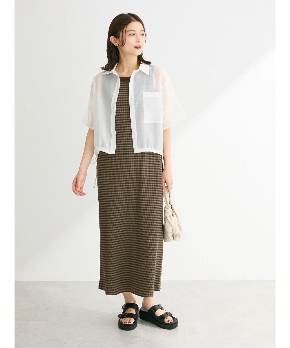 Green Parks シアー裾ドロストシャツ 