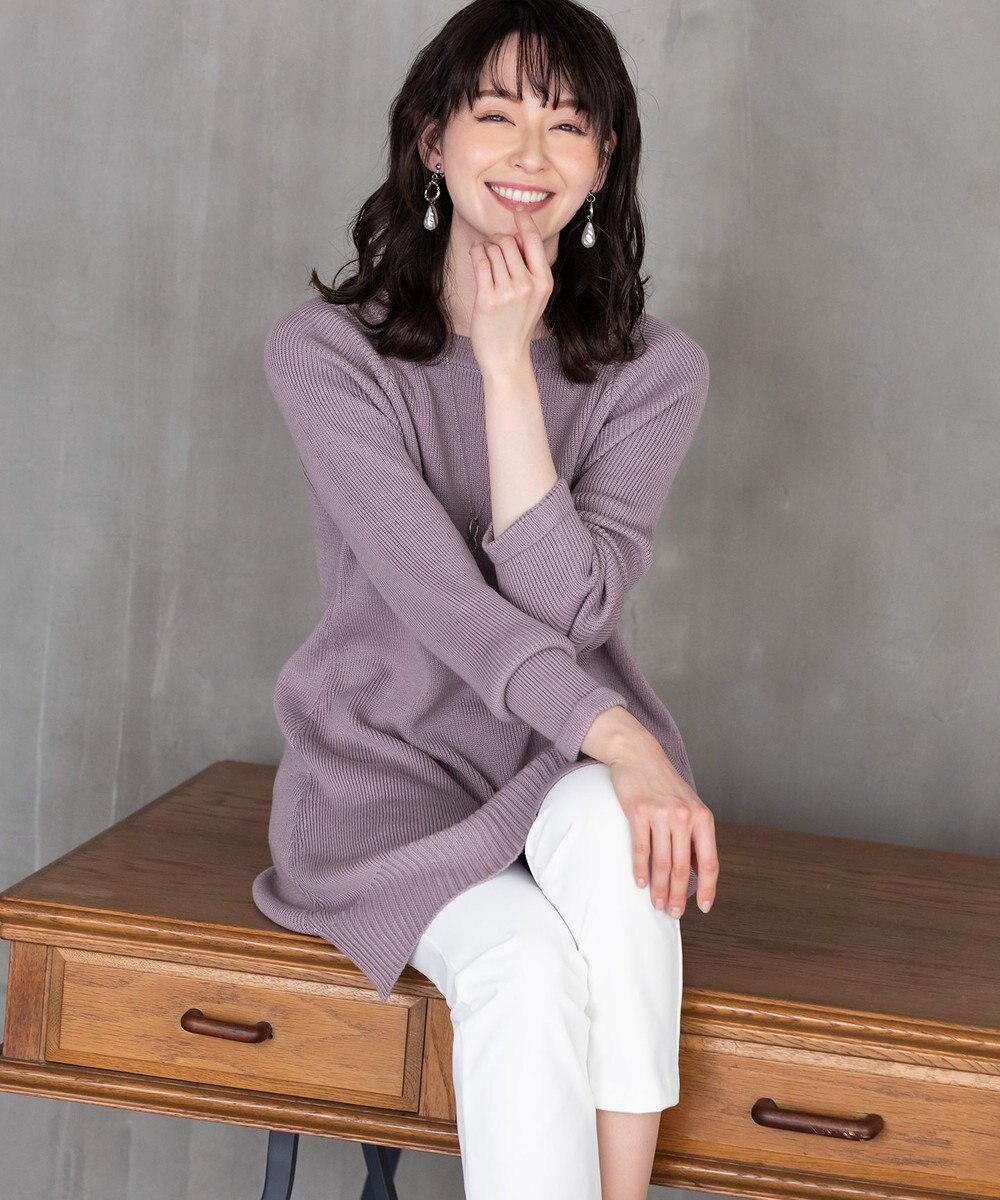 Tiaclasse L 【洗える】リラックス感のあるラグランスリーブニット 