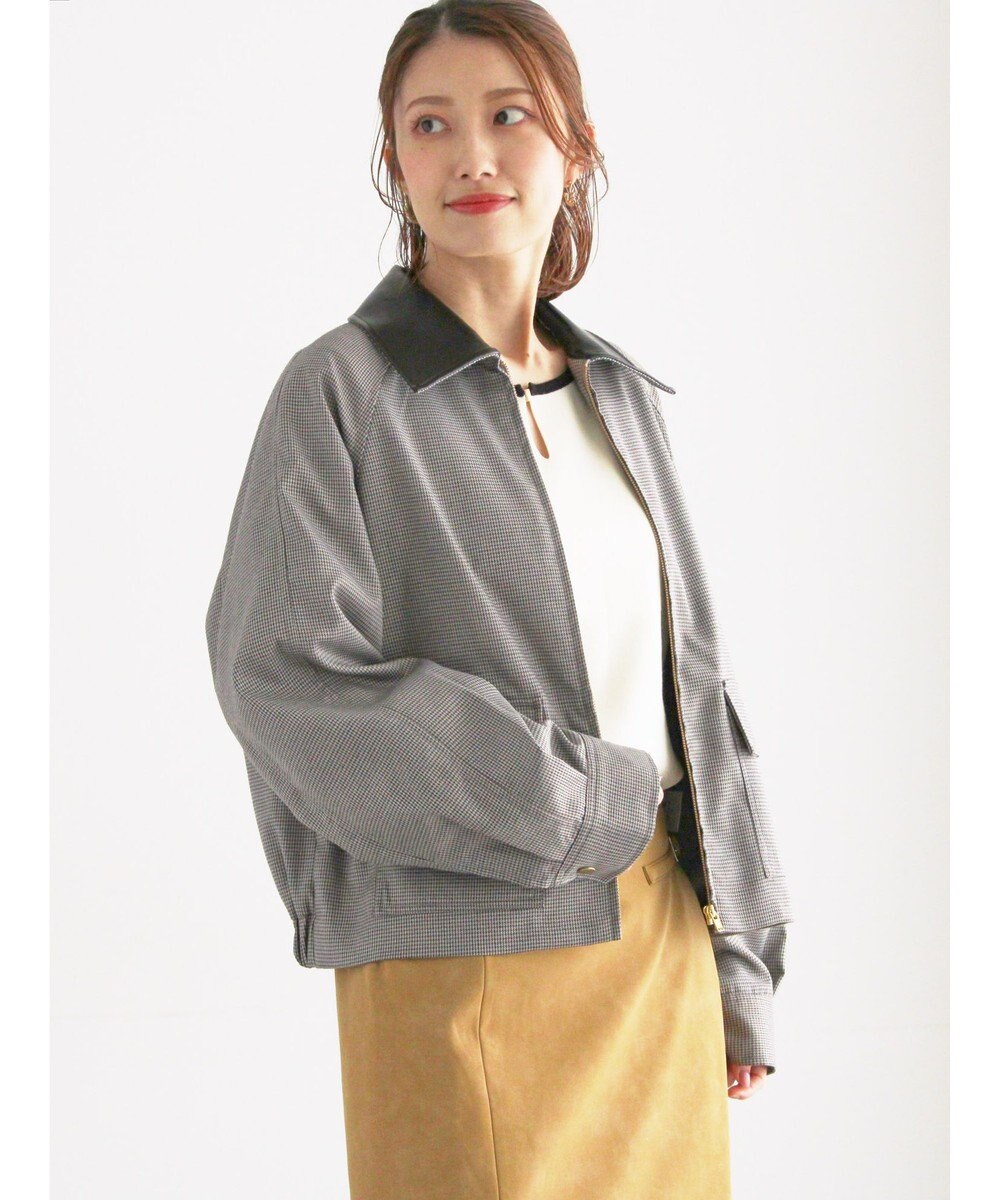 Te chichi ファブリックアソート衿付きブルゾン 