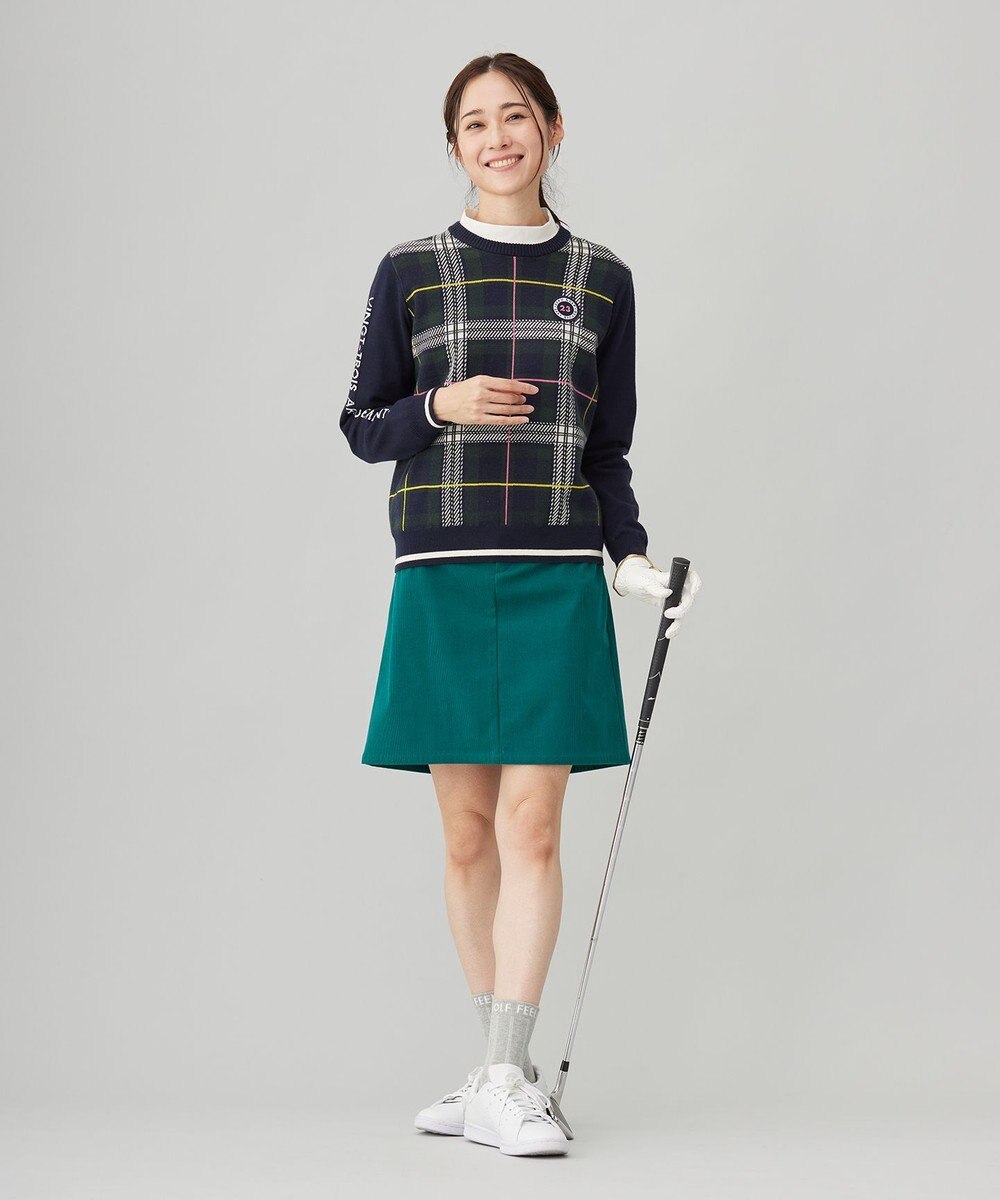 23区GOLF 【WOMEN】チェックジャガード クルーネック ニット 