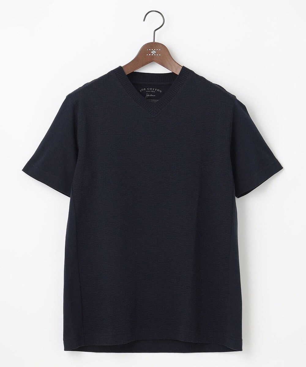 JOSEPH ABBOUD 【オーガニックコットン使用】JOE COTTONサッカーVネック Tシャツ 