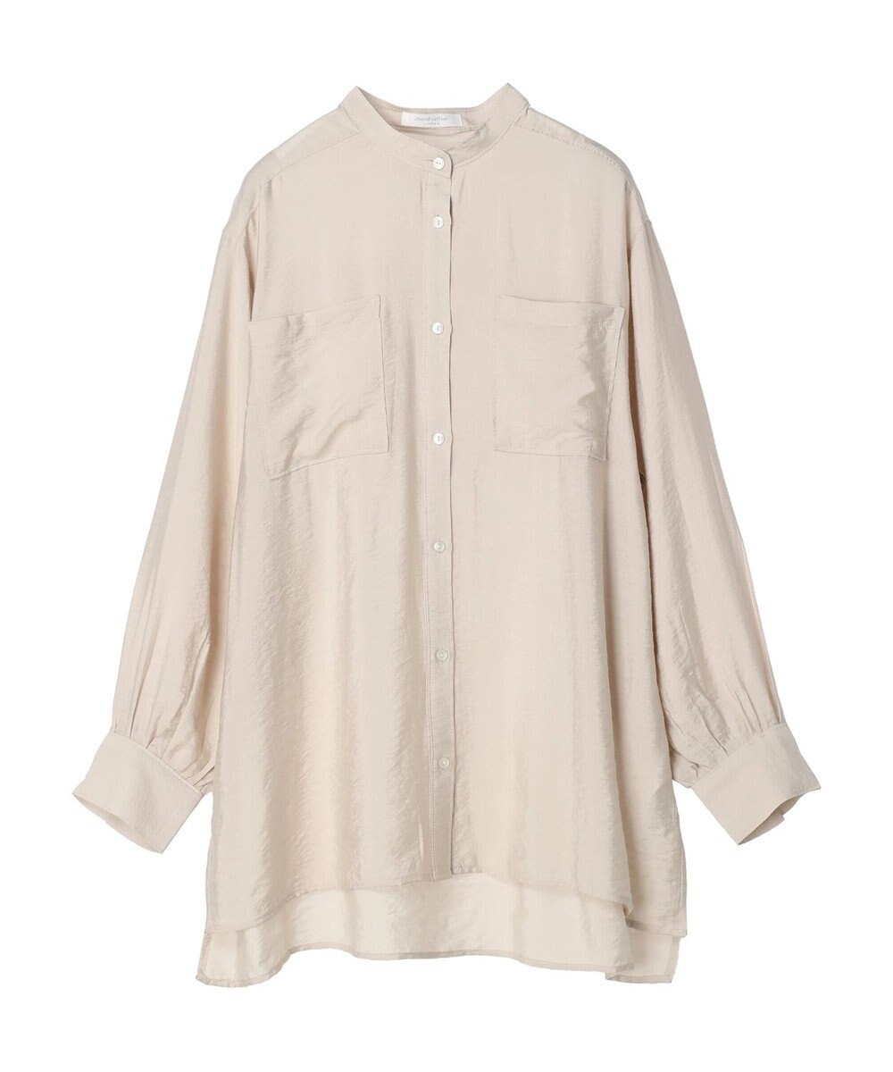 Green Parks バンドカラーポケット付きシアーシャツ 