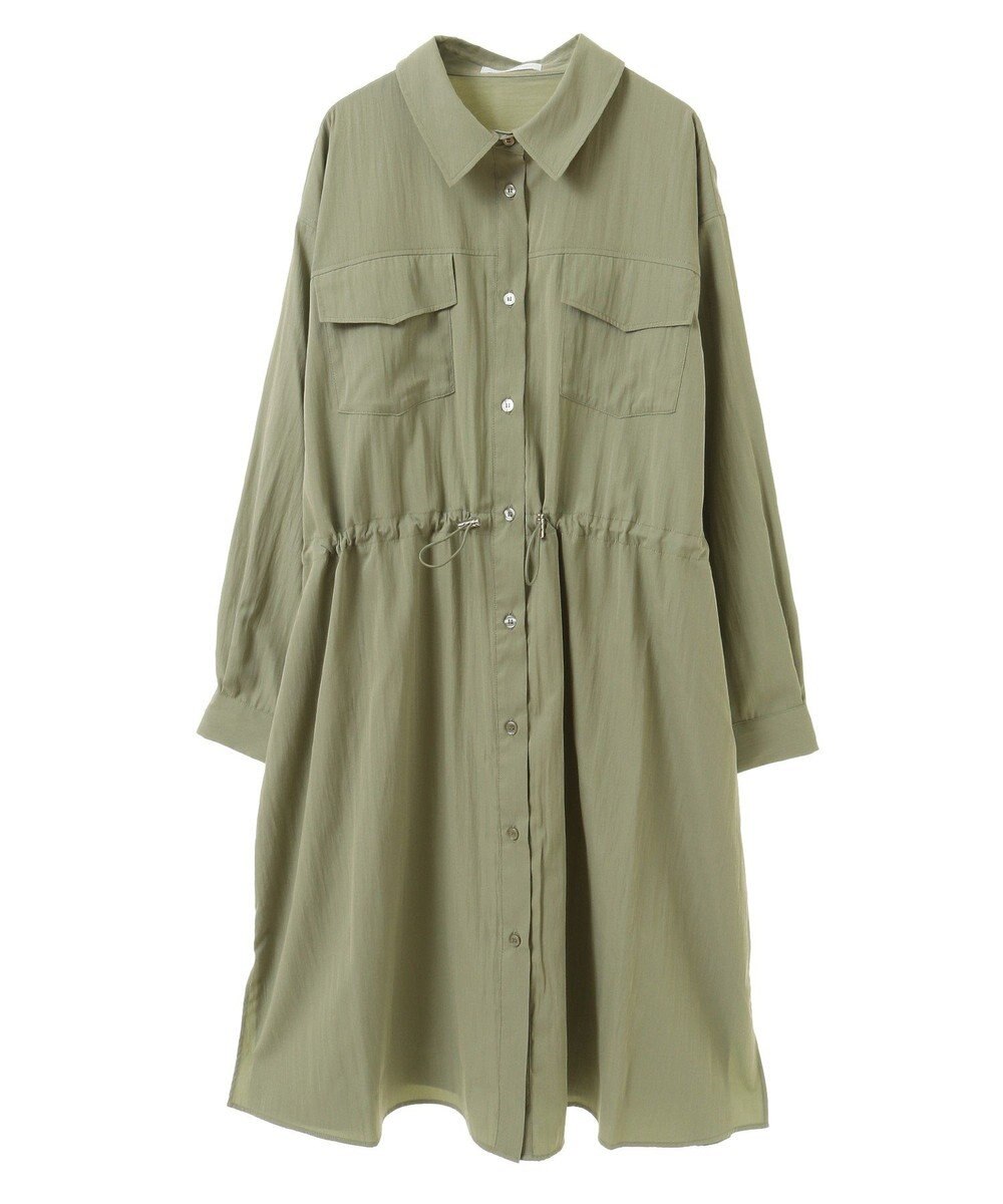 Green Parks ミディ丈ミリタリーシャツワンピース 