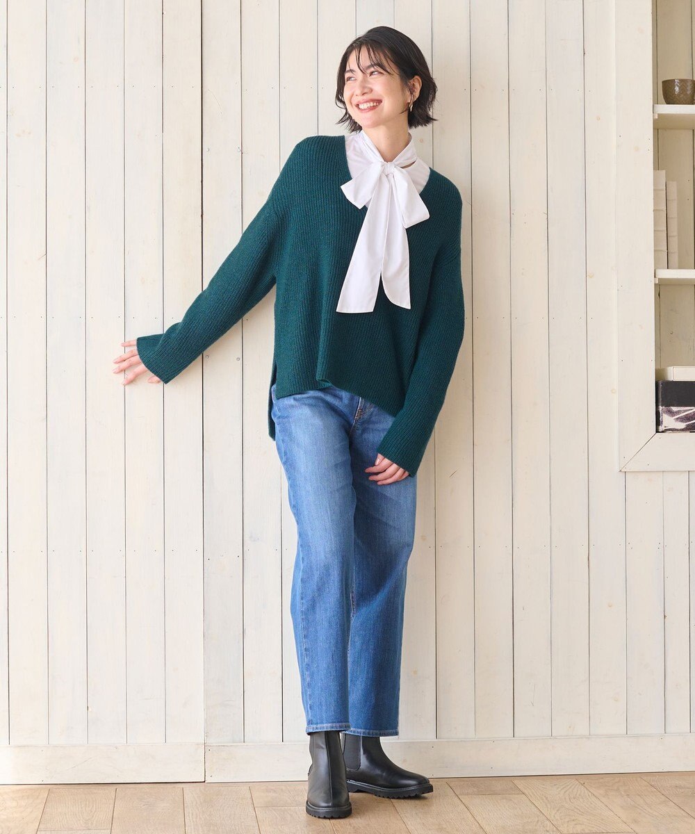 ANY ウールブレンドバルキーニット Vネック 