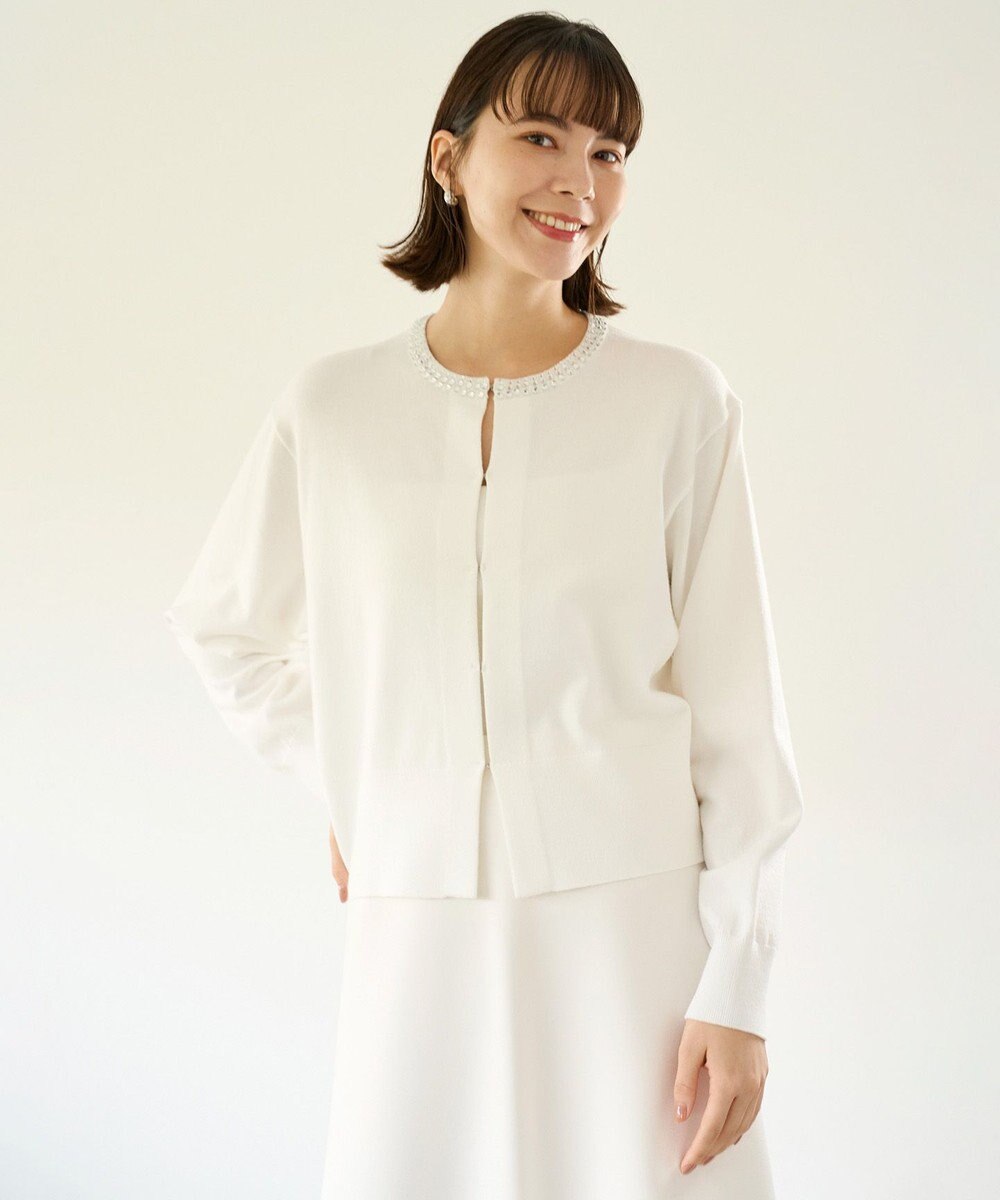 UNFILO ネックビジュー カーディガン 