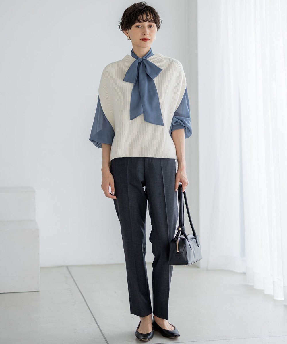 23区 【洗える】コットンリリー モックネックニットベスト 