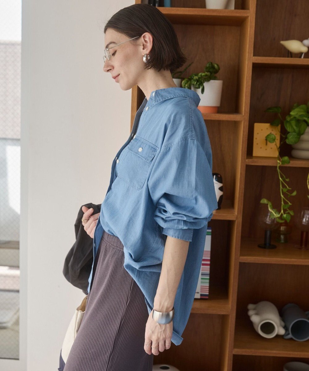 WEGO 【ANGIE VINTAGE】シアーデニムレギュラーカラーシャツ 